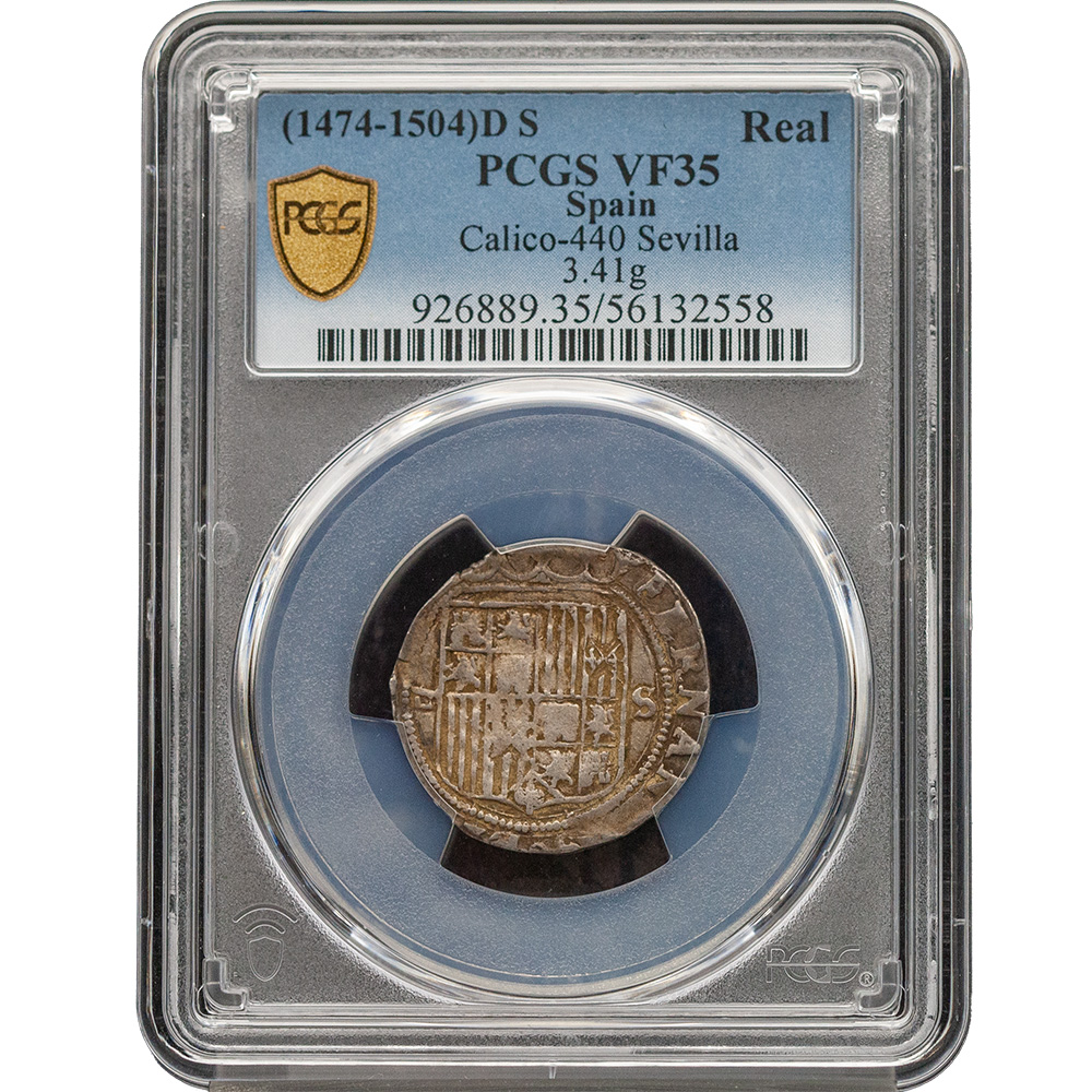 1474-1504-D S Spain Real Sevilla PCGS VF 35