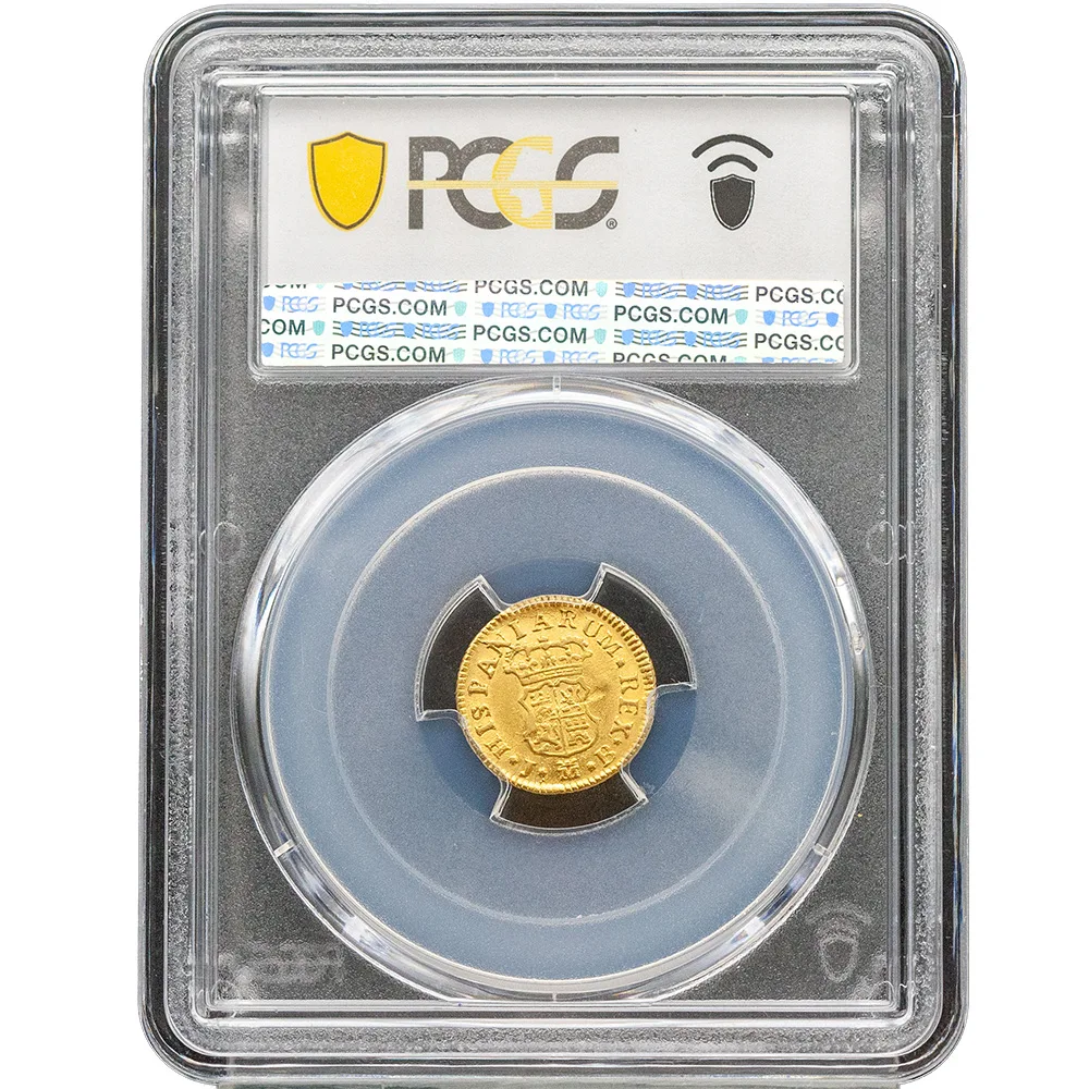 1757-M|JB Spain 1/2 Escudo PCGS AU 58