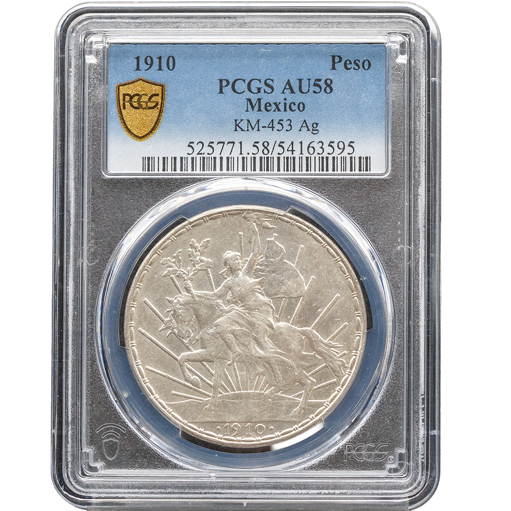 1910 Mexico Peso PCGS AU 58