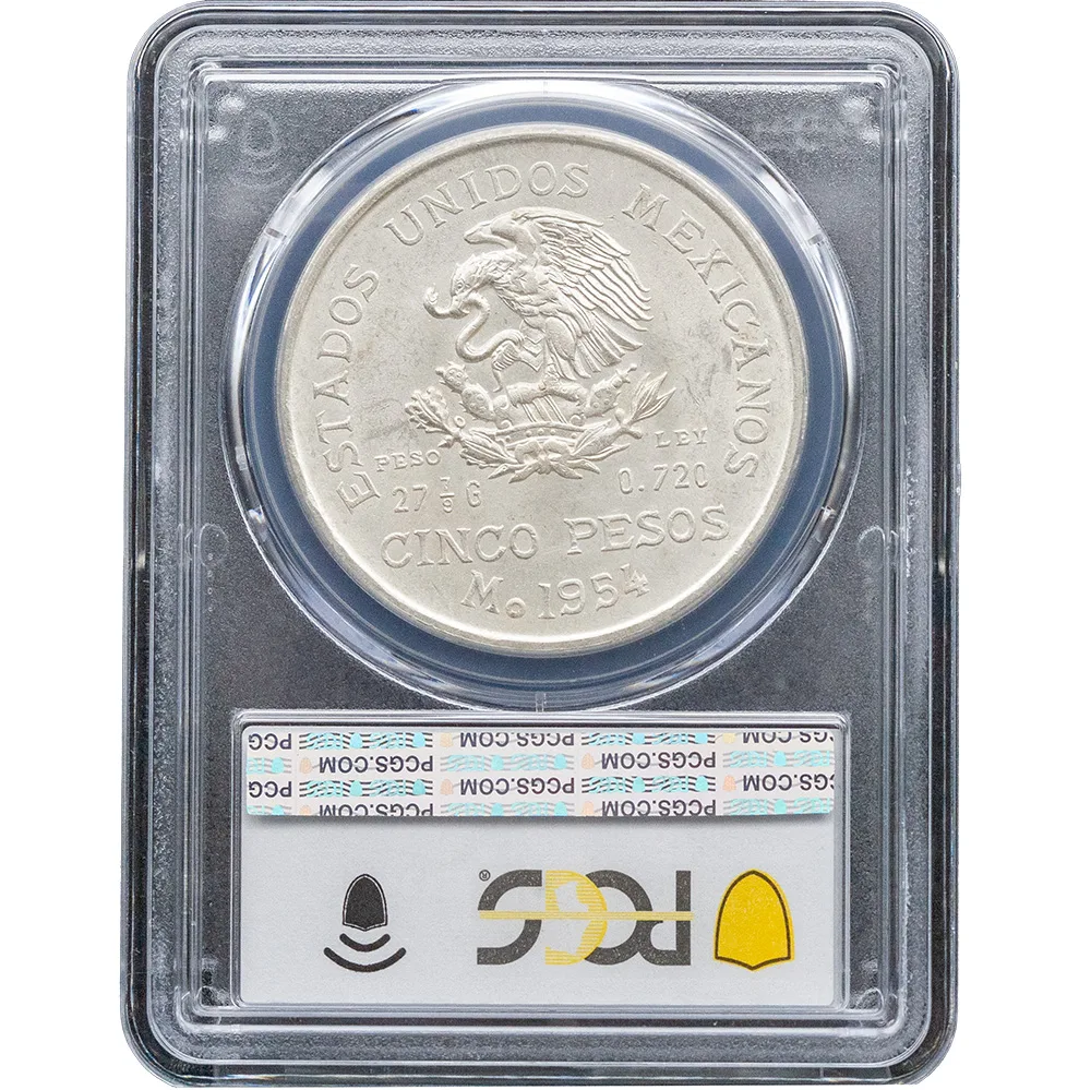 1954-Mo Mexico Hidalgo 5 Peso PCGS MS64