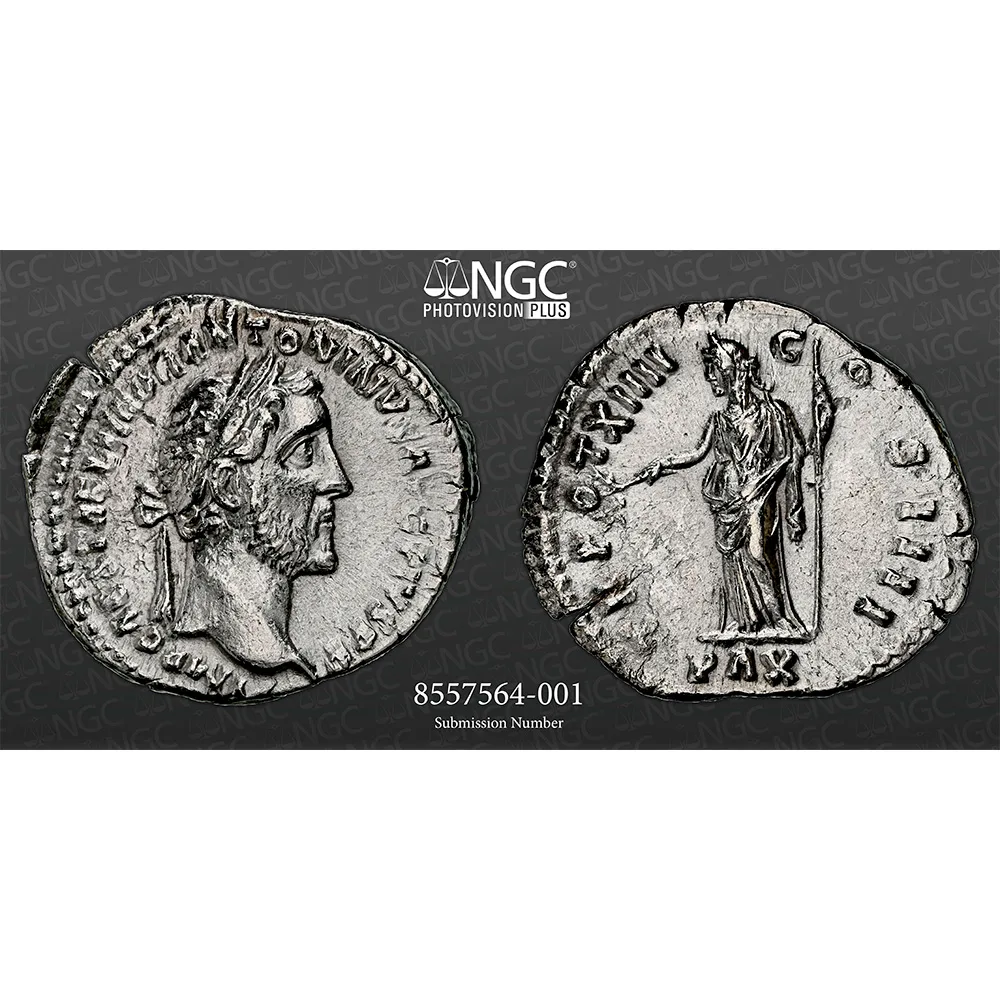 AD 138-161 Roman Empire AR Denarius Antoninus Pius RIC 582 NGC AU