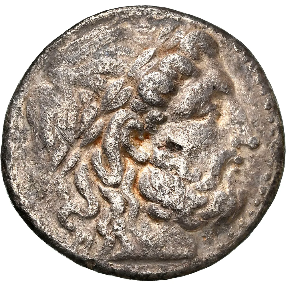 312-281 BC Seleucus I AR Tetradrachm Obv. Zeus Rev. Athena in Quadriga in Elephants NGC VF