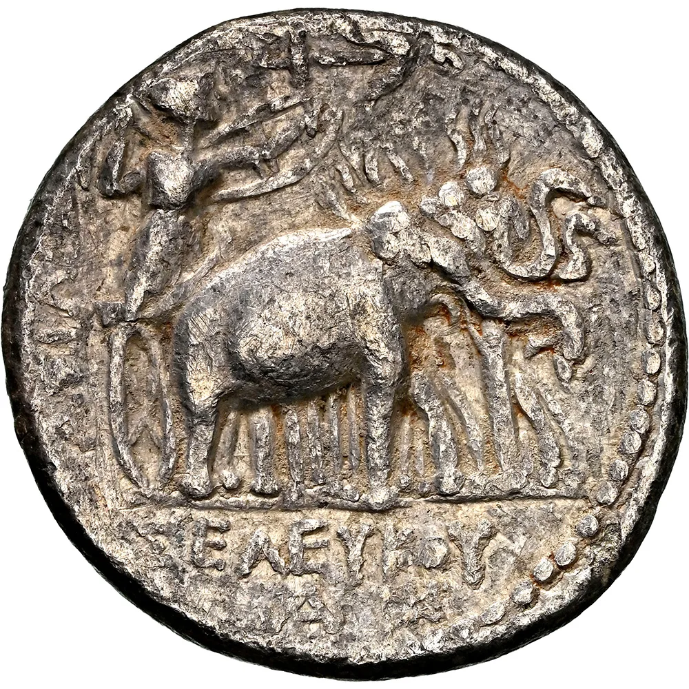 312-281 BC Seleucus I AR Tetradrachm Obv. Zeus Rev. Athena in Quadriga in Elephants NGC VF