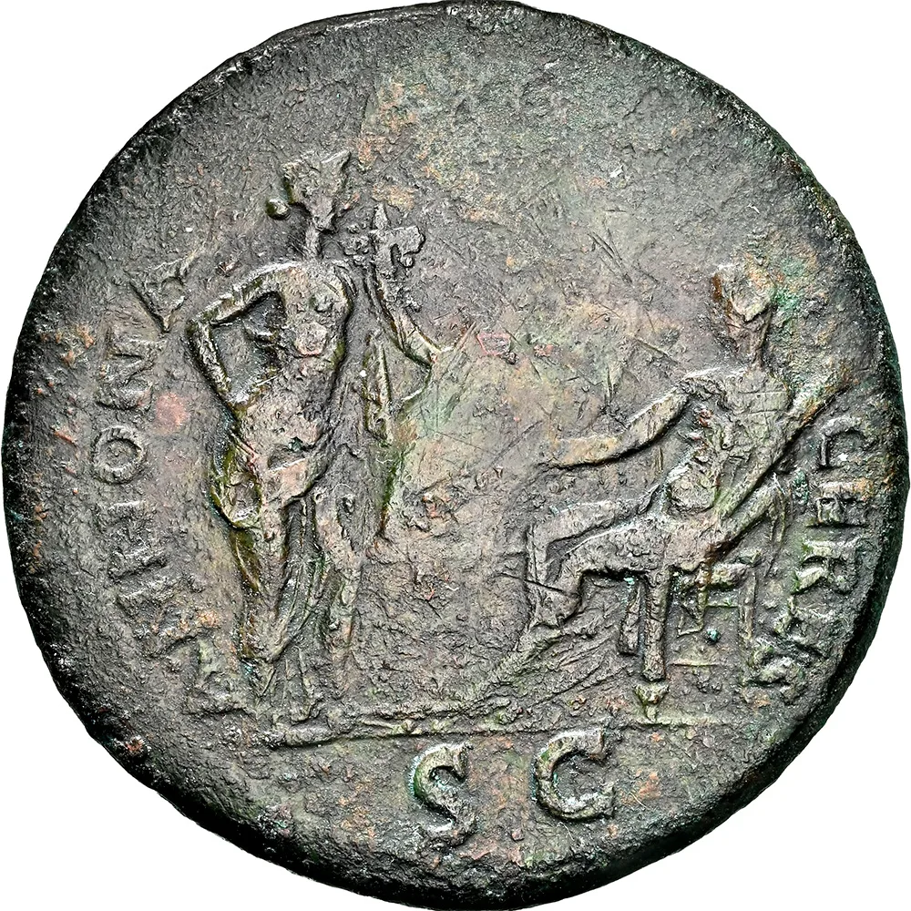 Roman Empire Nero AD 54-68 AE Sestertius Annona Ceres NGC VF