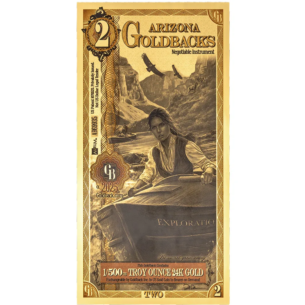 2 Arizona Goldback - Aurum Gold Foil Note (24k)