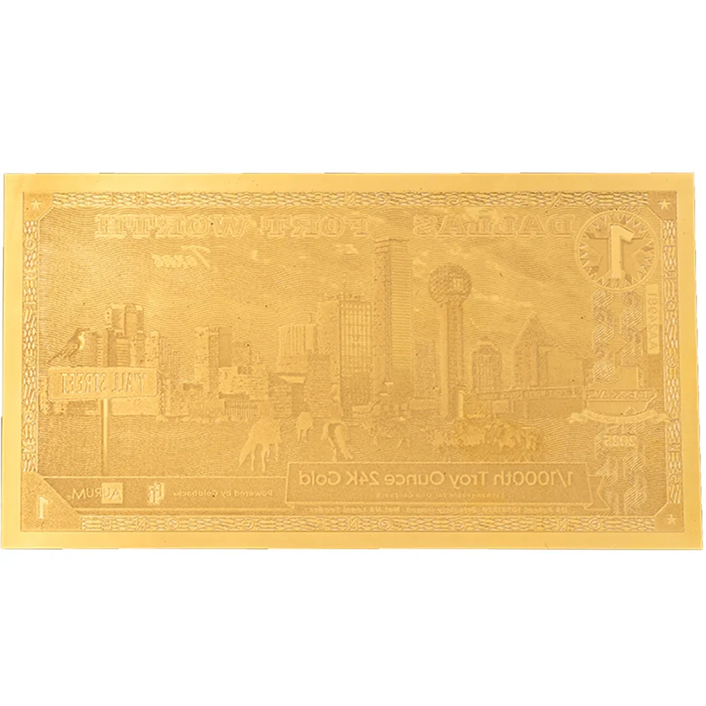 1 Dallas Fort Worth Texas Goldback Note 24K