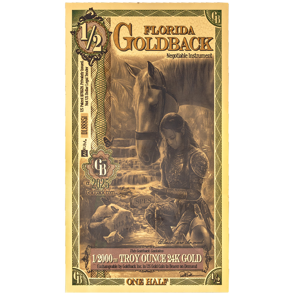 1/2 Florida Goldback - Aurum Gold Foil Note (24k)