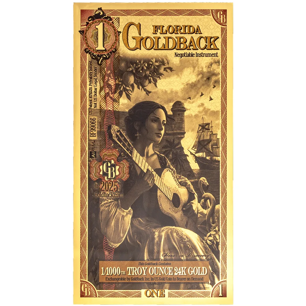 1 Florida Goldback - Aurum Gold Foil Note (24k)