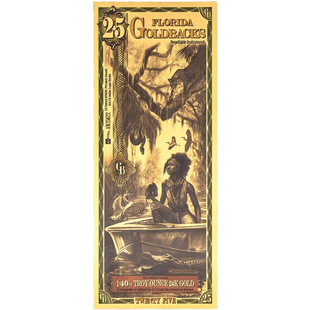 25 Florida Goldback - Aurum Gold Foil Note (24k)