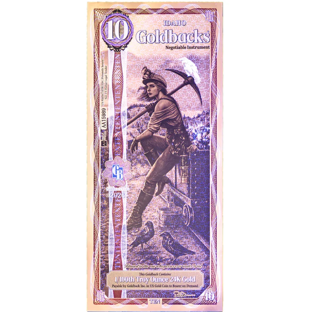 10 Idaho Goldback - Aurum Gold Foil Note (24k)