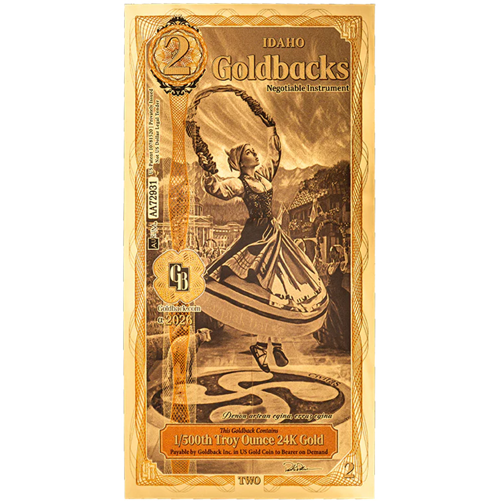 2 Idaho Goldback - Aurum Gold Foil Note (24k)