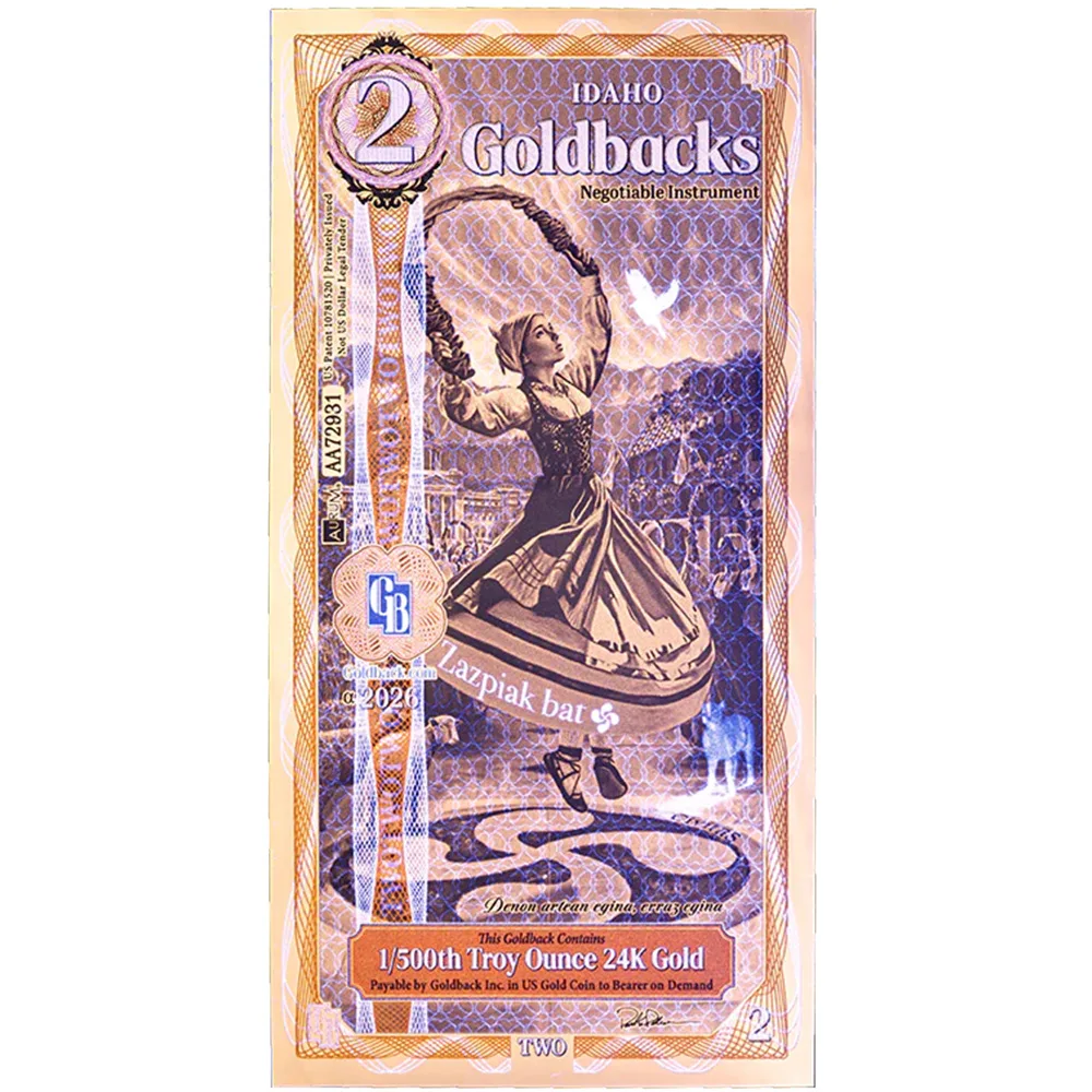 2 Idaho Goldback - Aurum Gold Foil Note (24k)