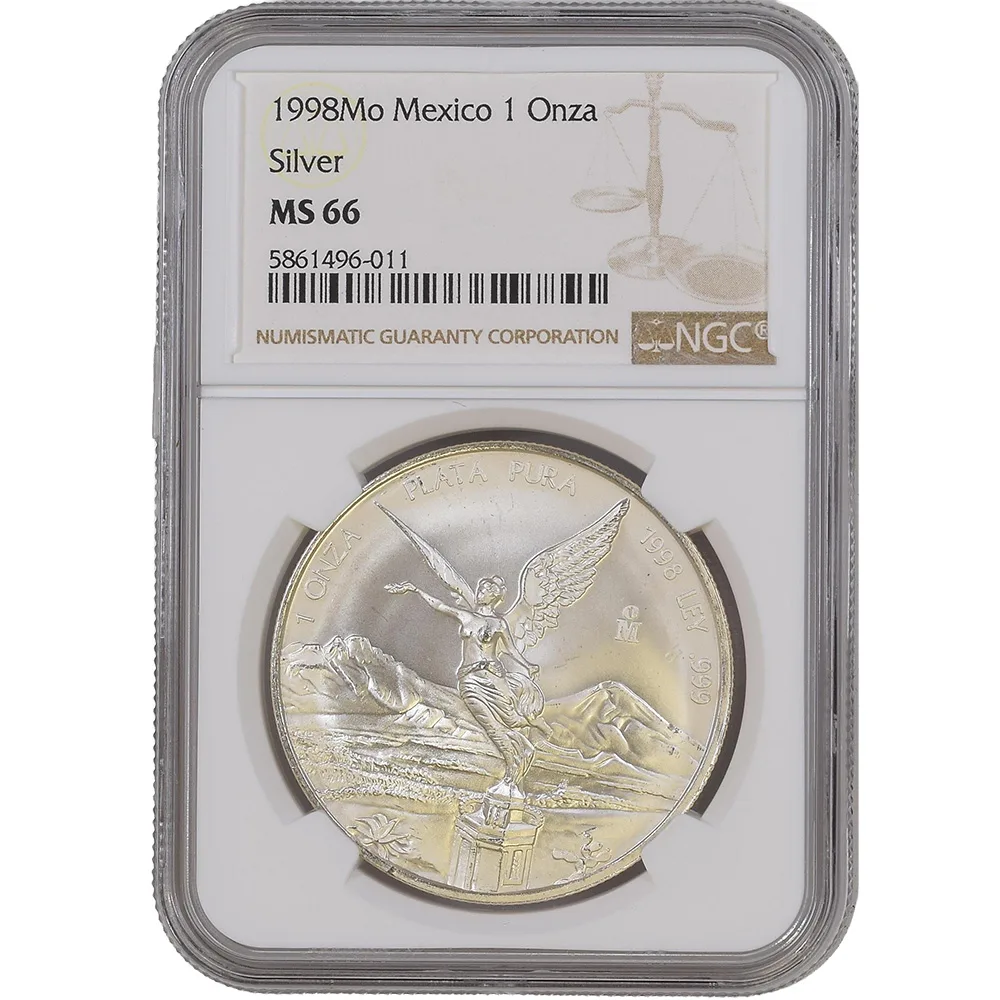 1998 Mexico 1 oz Silver Libertad NGC MS 66