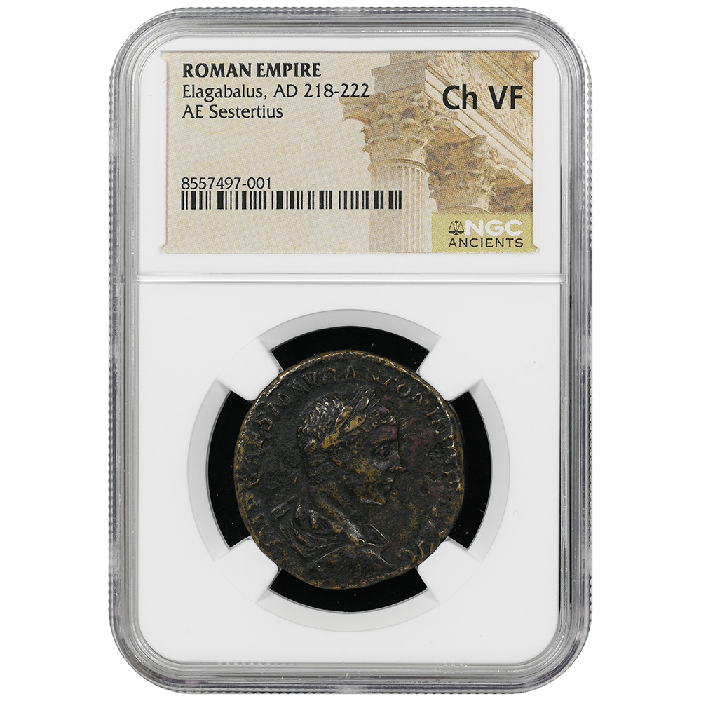 Elagabus Roman Empire AD 218-222 AE Sestertius NGC Choice VF