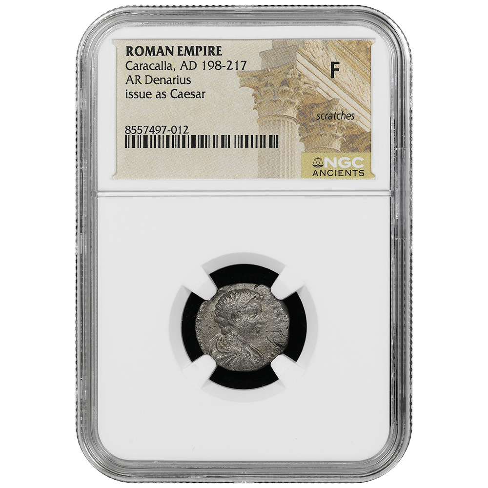 AD 198-217 Roman Empire Caracalla AR Denarius NGC Fine