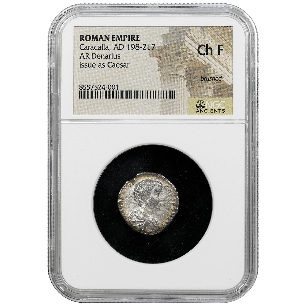 AD 198-217 Roman Empire Caracalla RIC 6 AR Denarius NGC Choice Fine