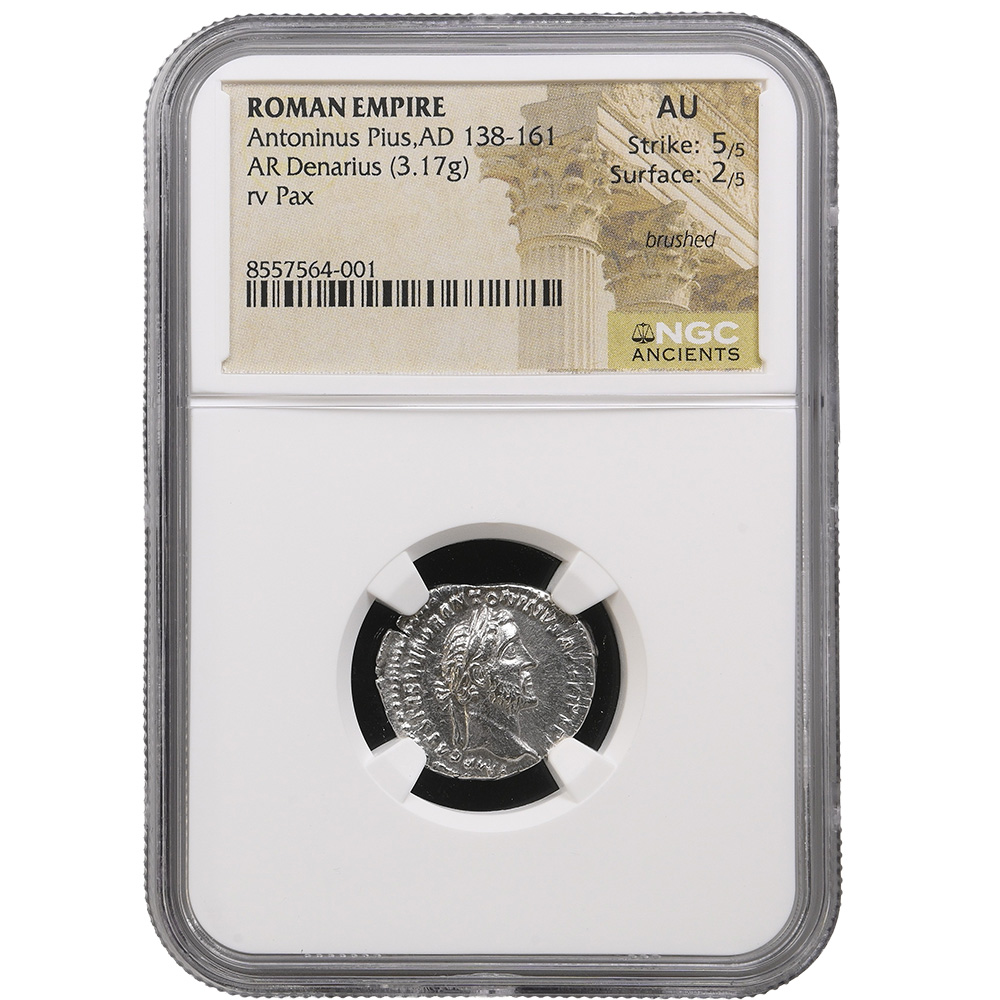 AD 138-161 Roman Empire AR Denarius Antoninus Pius RIC 582 NGC AU