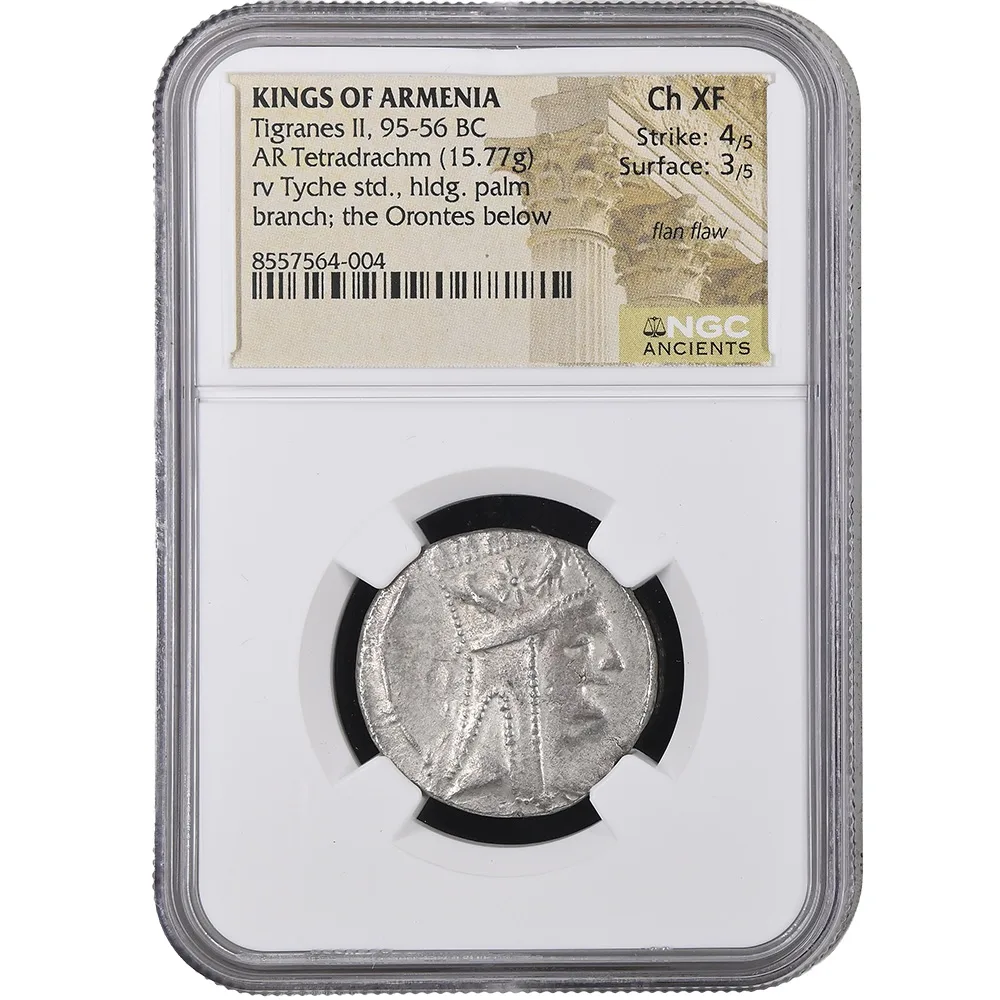 95-56 BC Kings Of Armenia Tigranes II AR Tetradrachm NGC Ch XF