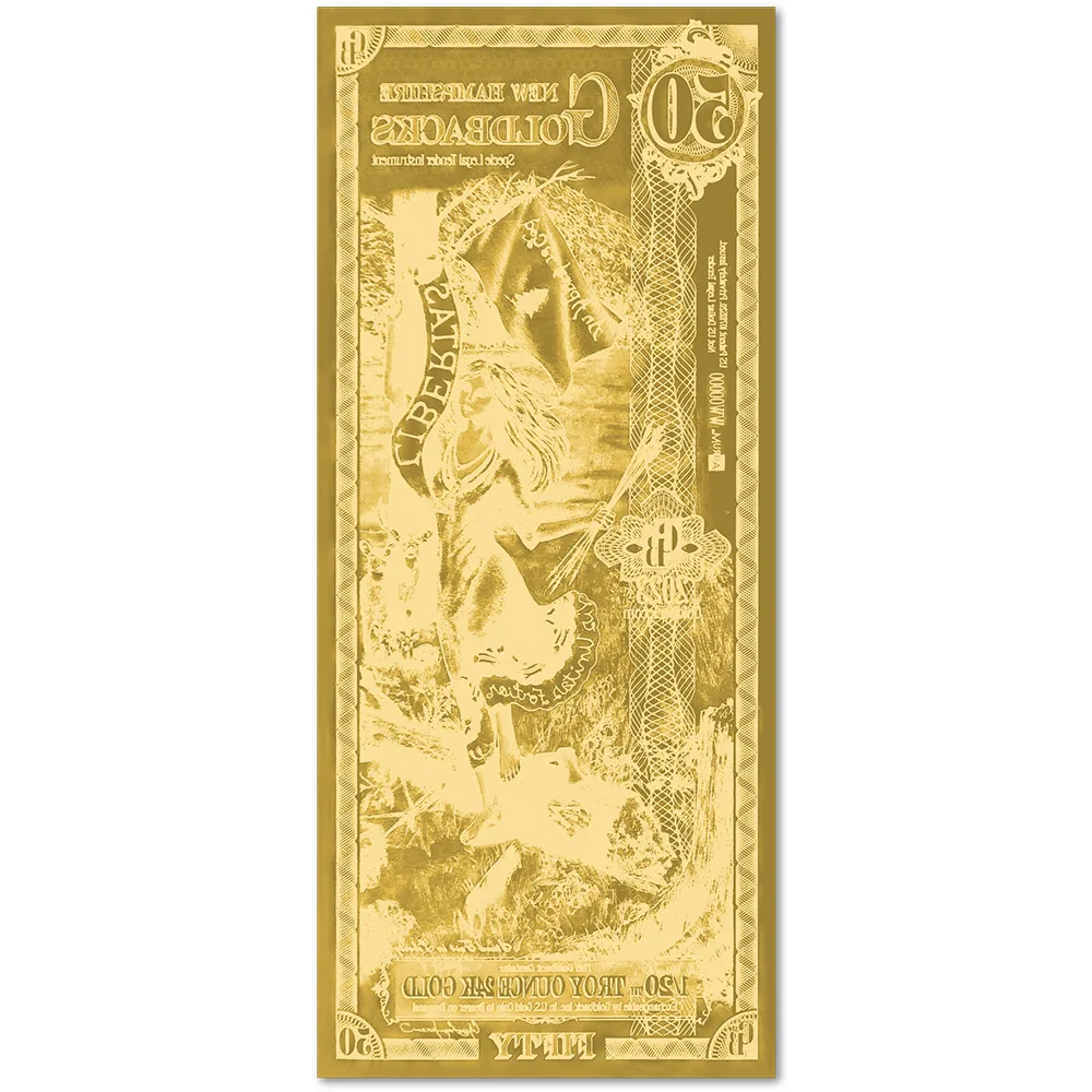 50 New Hampshire Goldback - Aurum Gold Foil Note (24k)