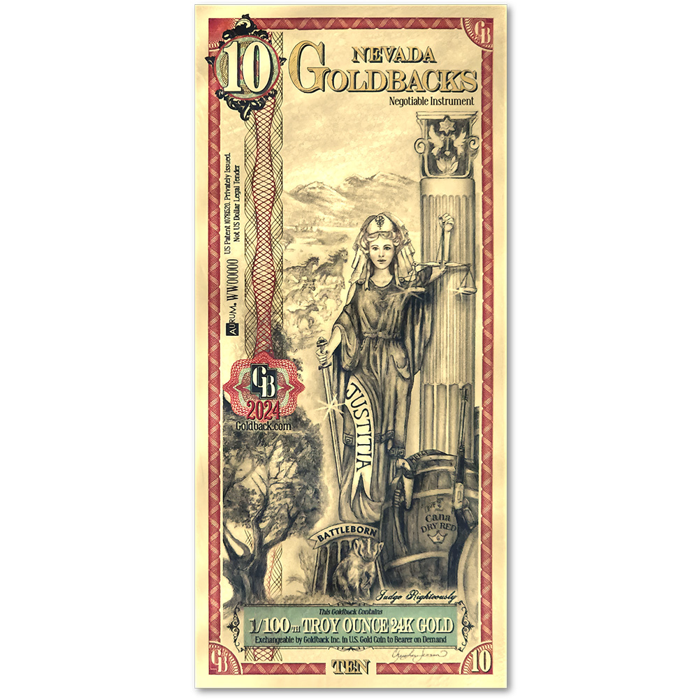 10 Nevada Goldback - Aurum Gold Foil Note (24k)