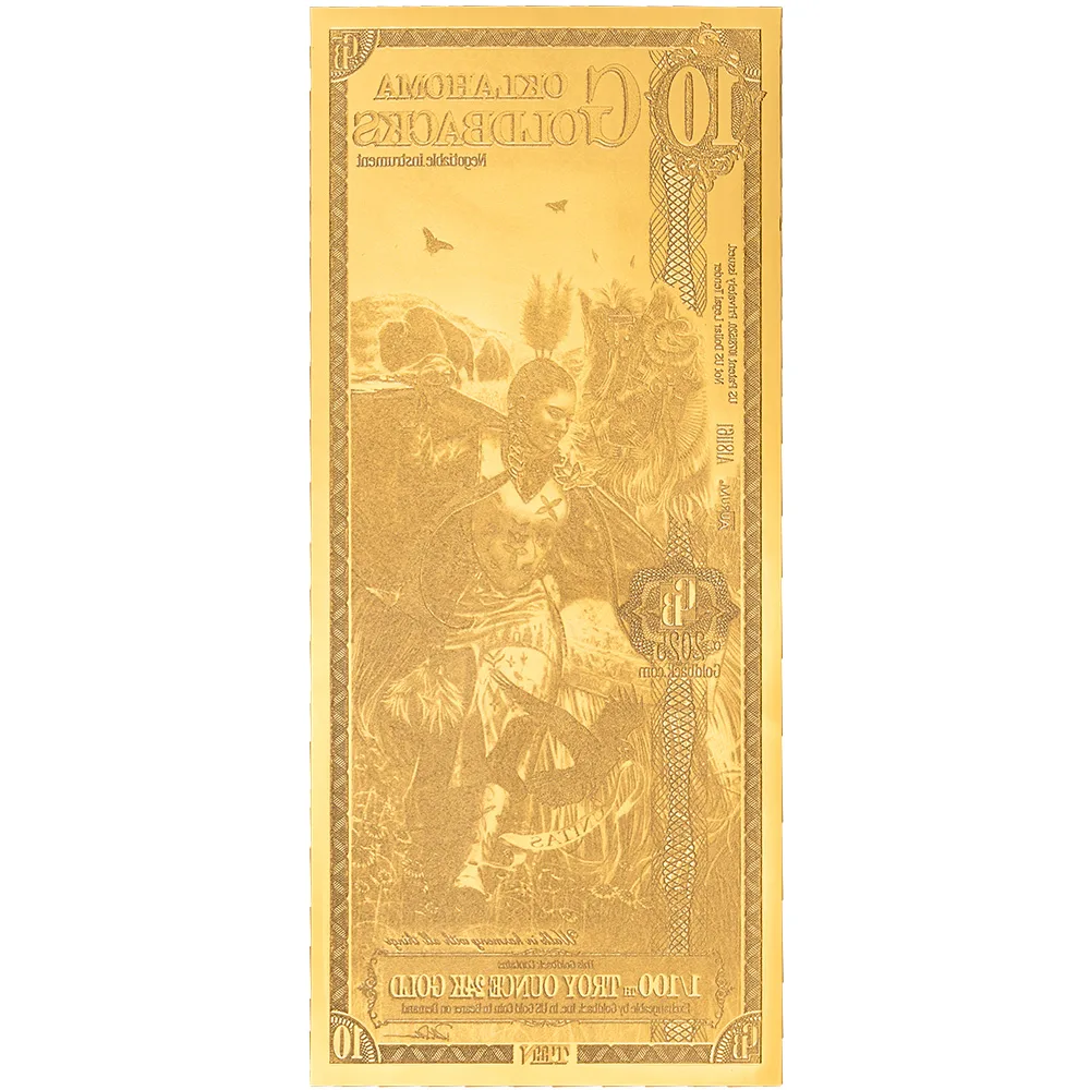 10 Oklahoma Goldback - Aurum Gold Foil Note (24k)