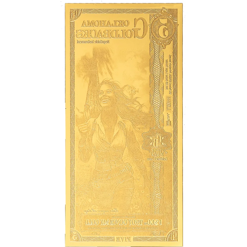 5 Oklahoma Goldback - Aurum Gold Foil Note (24k)