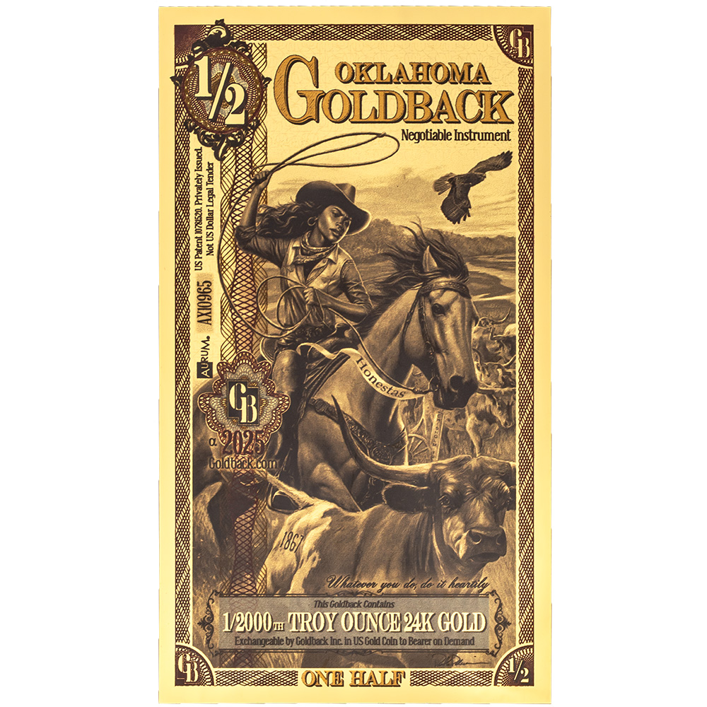 1/2 Oklahoma Goldback - Aurum Gold Foil Note (24k)