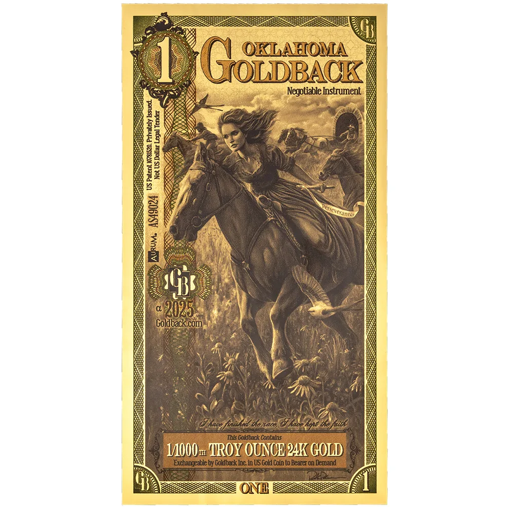 1 Oklahoma Goldback - Aurum Gold Foil Note (24k)
