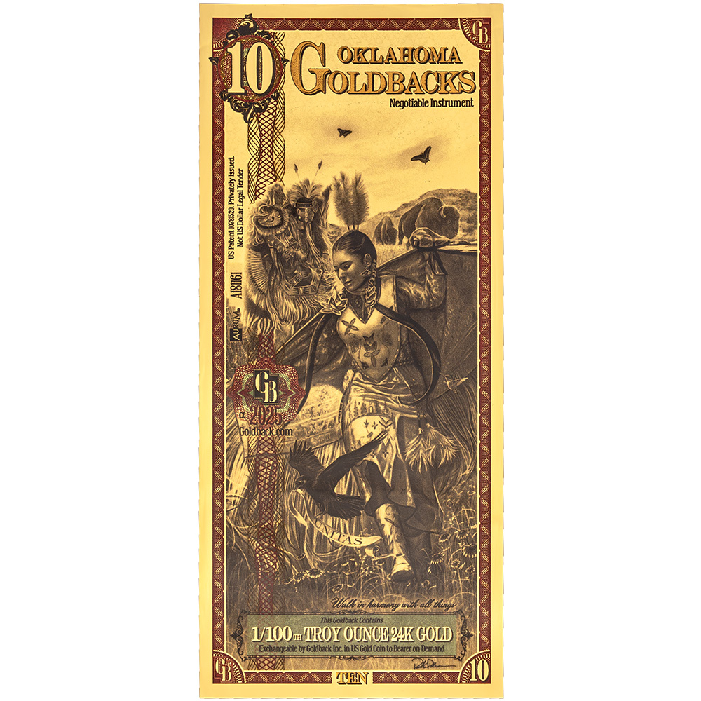 10 Oklahoma Goldback - Aurum Gold Foil Note (24k)