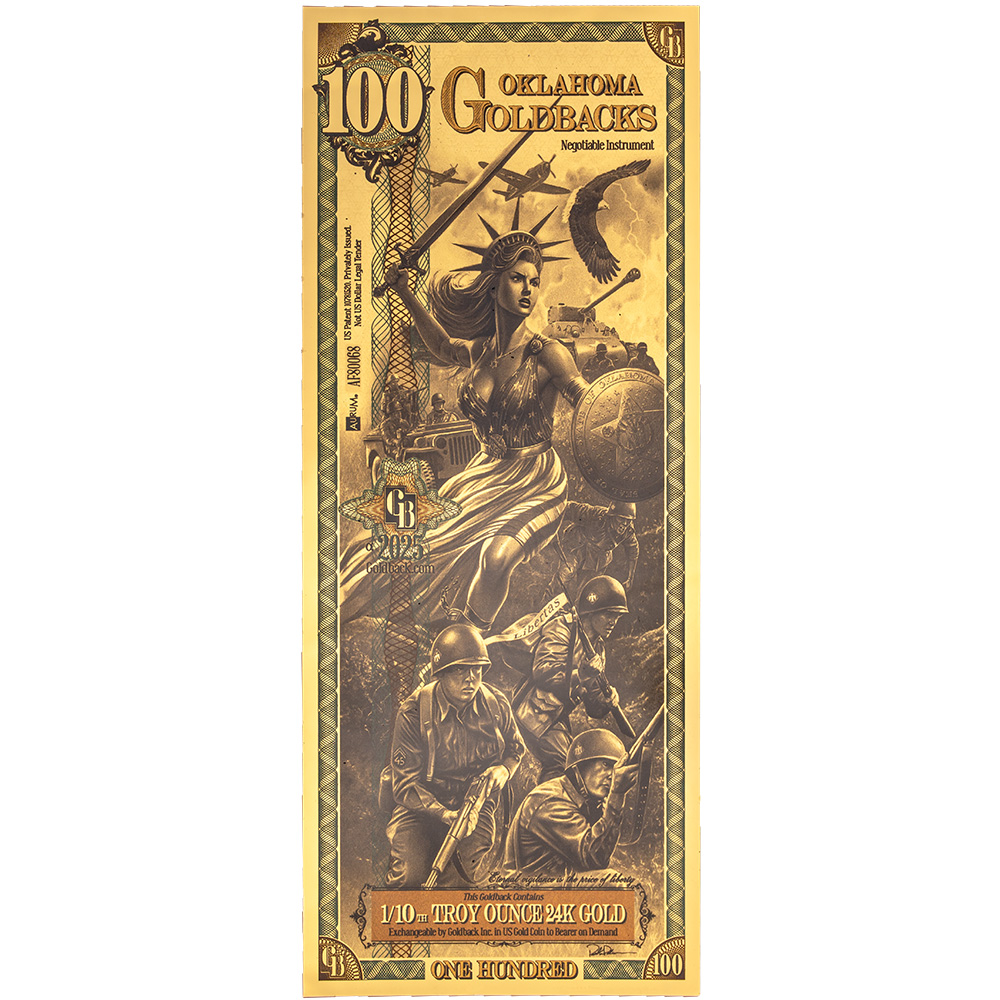100 Oklahoma Goldback - Aurum Gold Foil Note (24k)