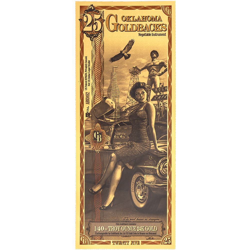 25 Oklahoma Goldback - Aurum Gold Foil Note (24k)