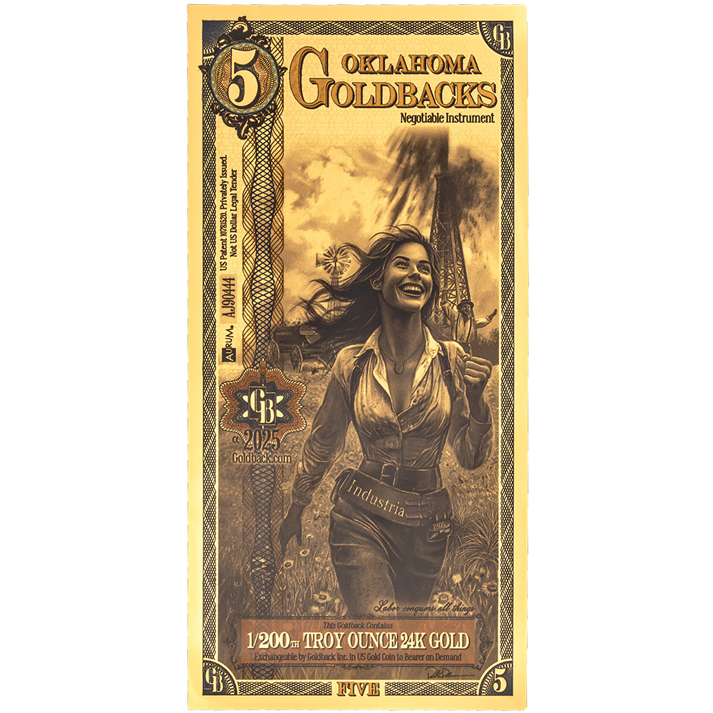 5 Oklahoma Goldback - Aurum Gold Foil Note (24k)