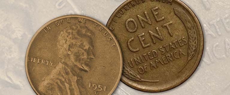 Lincoln wheat pennies showing obverse and reverse with wheat stalk design