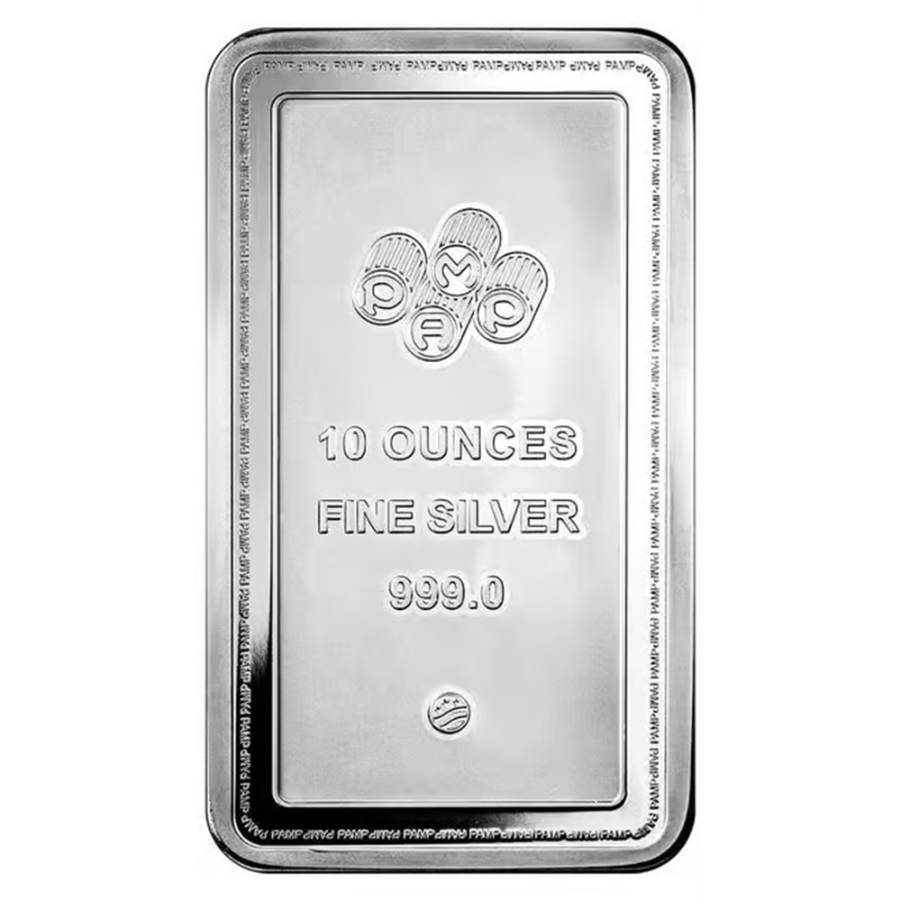 10 oz .999 Silver Bar- PAMP Lady of Justice