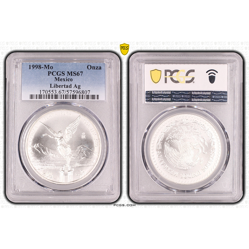 1998 Mexico 1 oz Silver Libertad PCGS MS 67