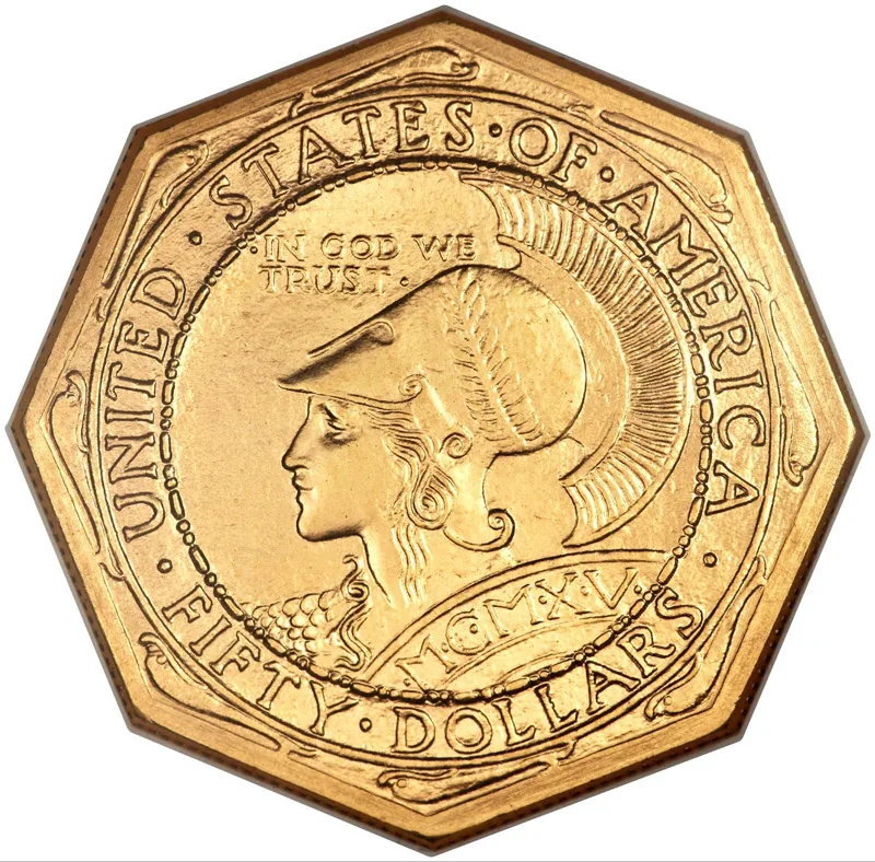 1915 Panama-Pacific $50 octagonal gold coin from the San Francisco exposition