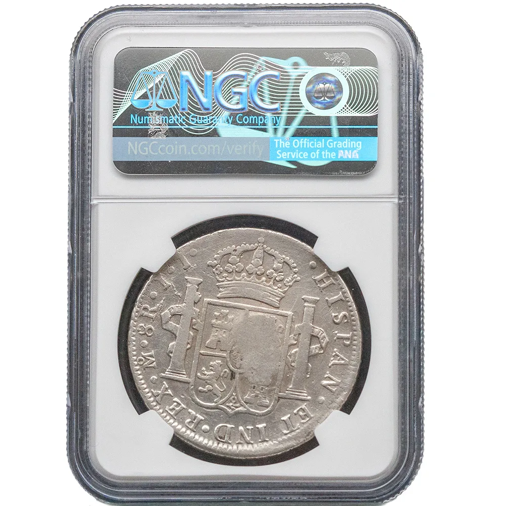 1834 Portugal 870 Reis C/S 8 Reales 1817 Mo JJ Mexico NGC VF Details