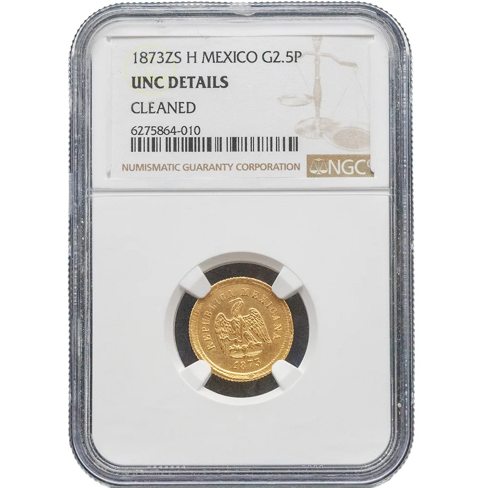 1873-Zs|H Mexico Gold 2-1/2 Pesos NGC UNC KM#411.6
