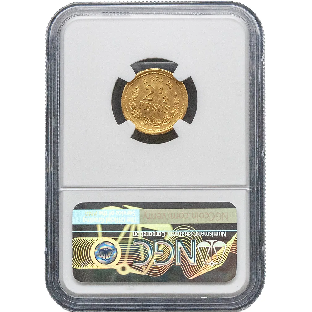 1873-Zs|H Mexico Gold 2-1/2 Pesos NGC UNC KM#411.6