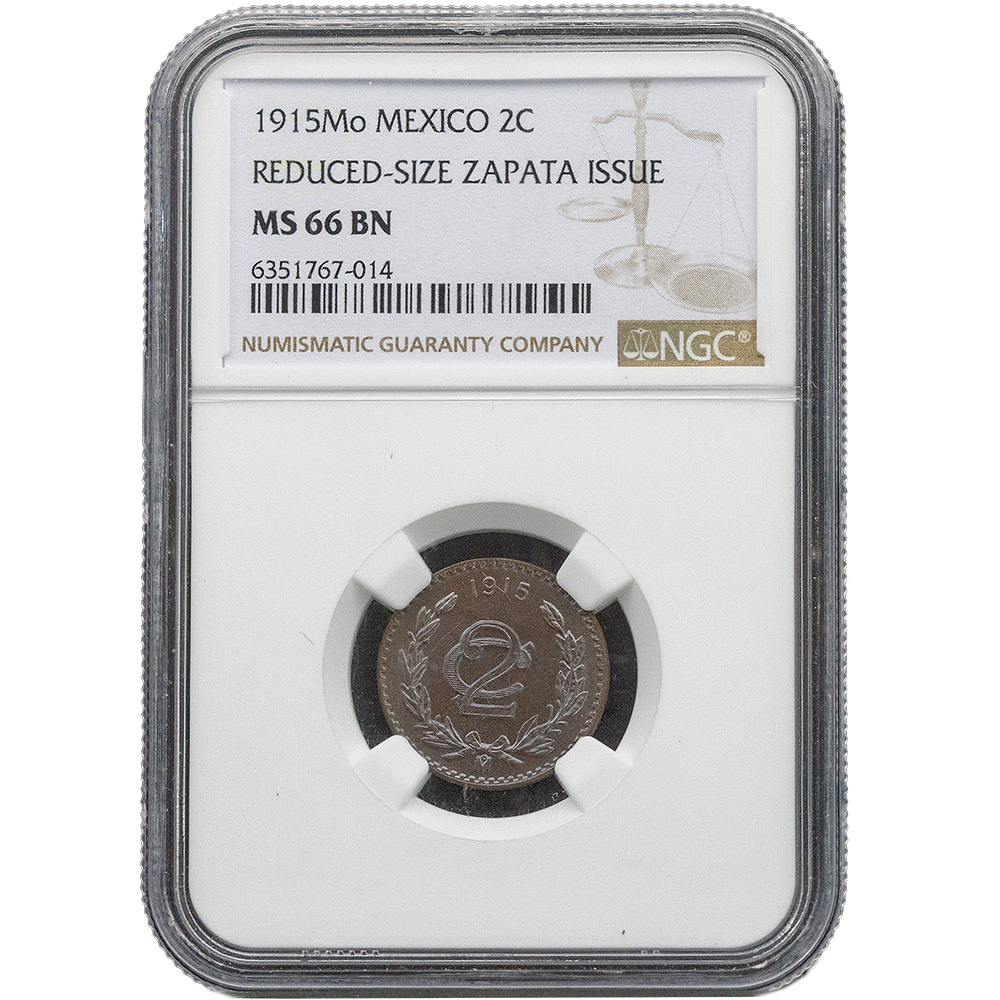 1915-Mo Mexico Dos Centavos Zapata Issue NGC MS 66