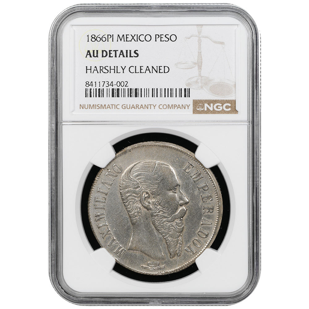 1866-Pi Mexico Maximilian Peso NGC AU Details