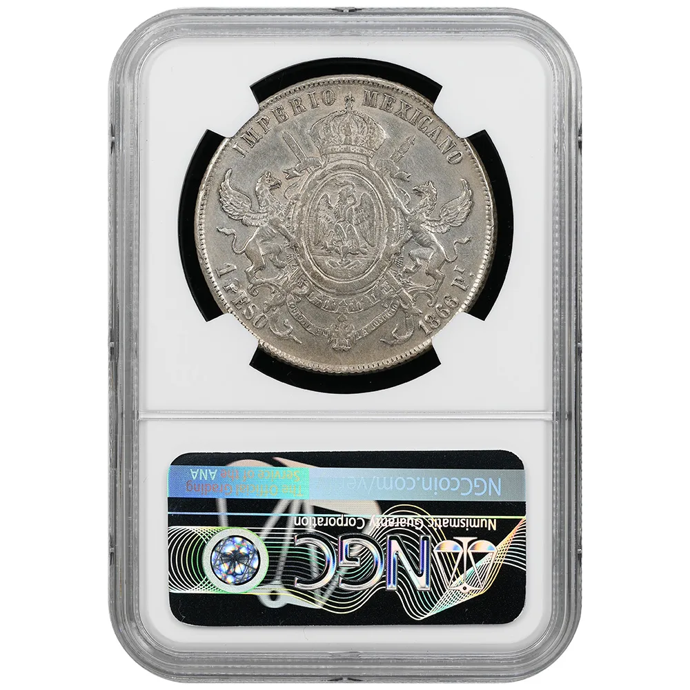 1866-Pi Mexico Maximilian Peso NGC AU Details