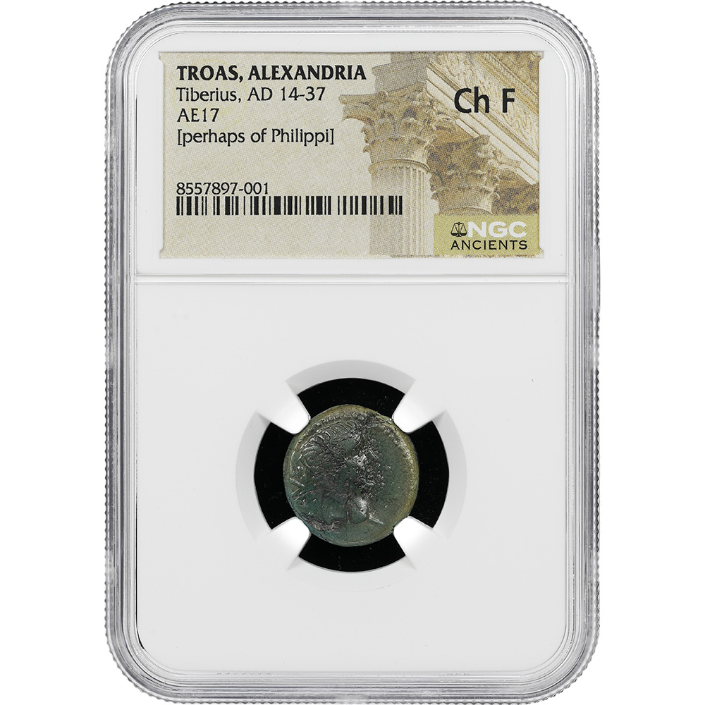 AD 14-37 Troas, Alexandria Tiberius RPC 1657 AE 17 NGC CH F