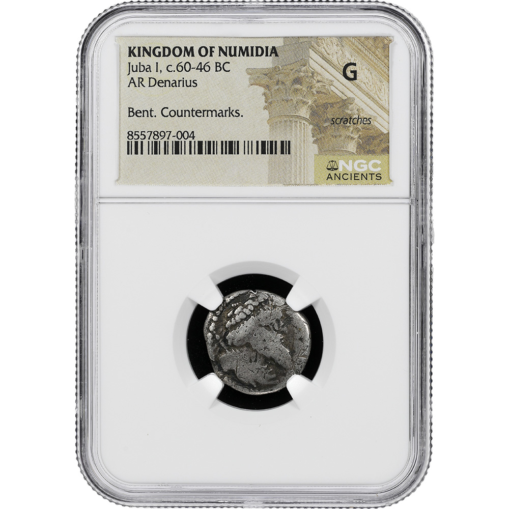 Kingdom Of Numidia Juba I AR Denarius c.60-46 BC NGC G
