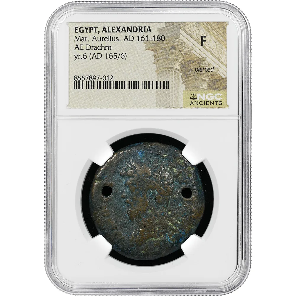 Roman Empire Marcus Aurelius 161-180 AE Drachm RPC IV.4, 2900 NGC F Blue Patina