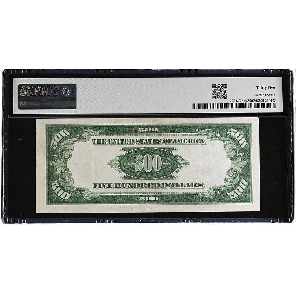 $500 1934A Federal Reserve Note Chicago GA Block- Julian Morgenthau PMG VF20