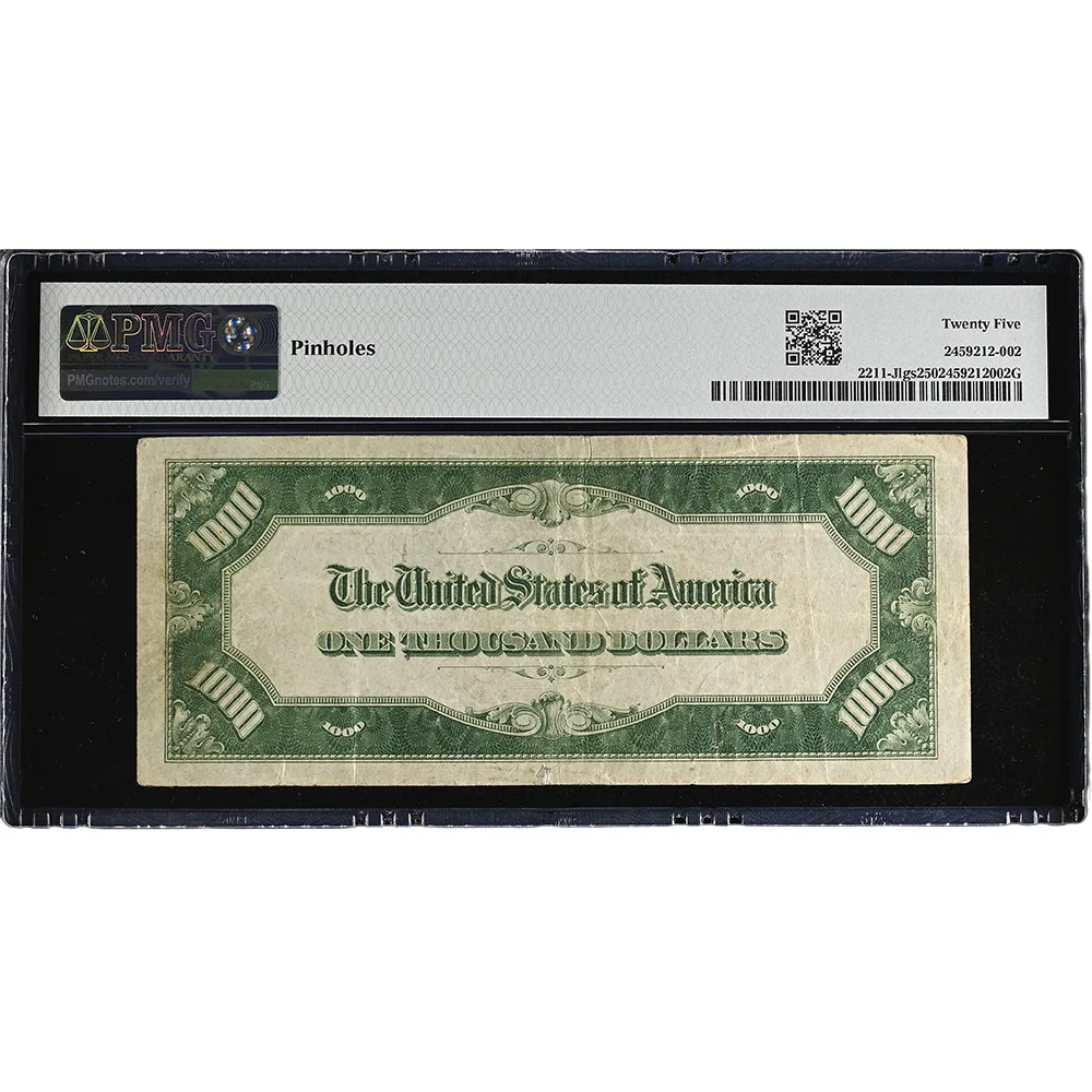 $1000 1934A Federal Reserve Note Kansas City 2212-J Green Block- Julian Morgenthau PMG VF25