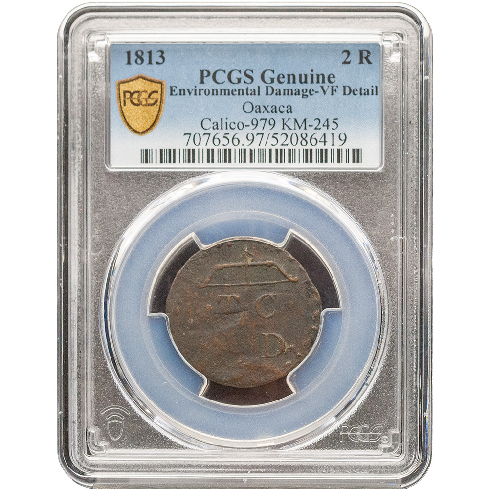1813 Mexico Oaxaca 2 Reales PCGS VF Detail KM-245