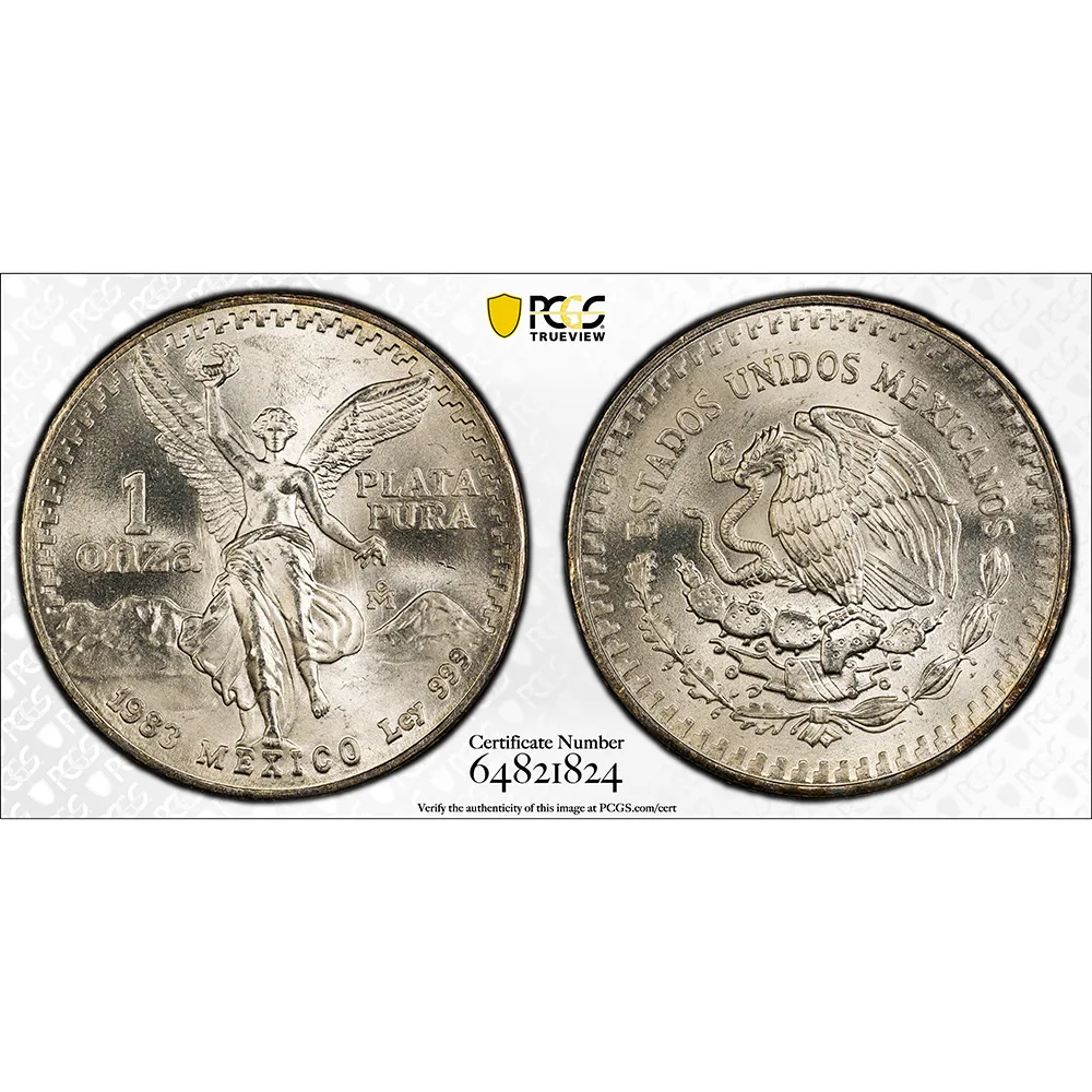 1983 Mexico 1 oz .999 Libertad PCGS MS 65