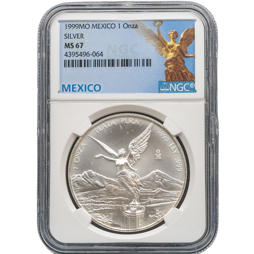 1999 Mexico 1 oz Silver Libertad NGC MS67 Libertad Label
